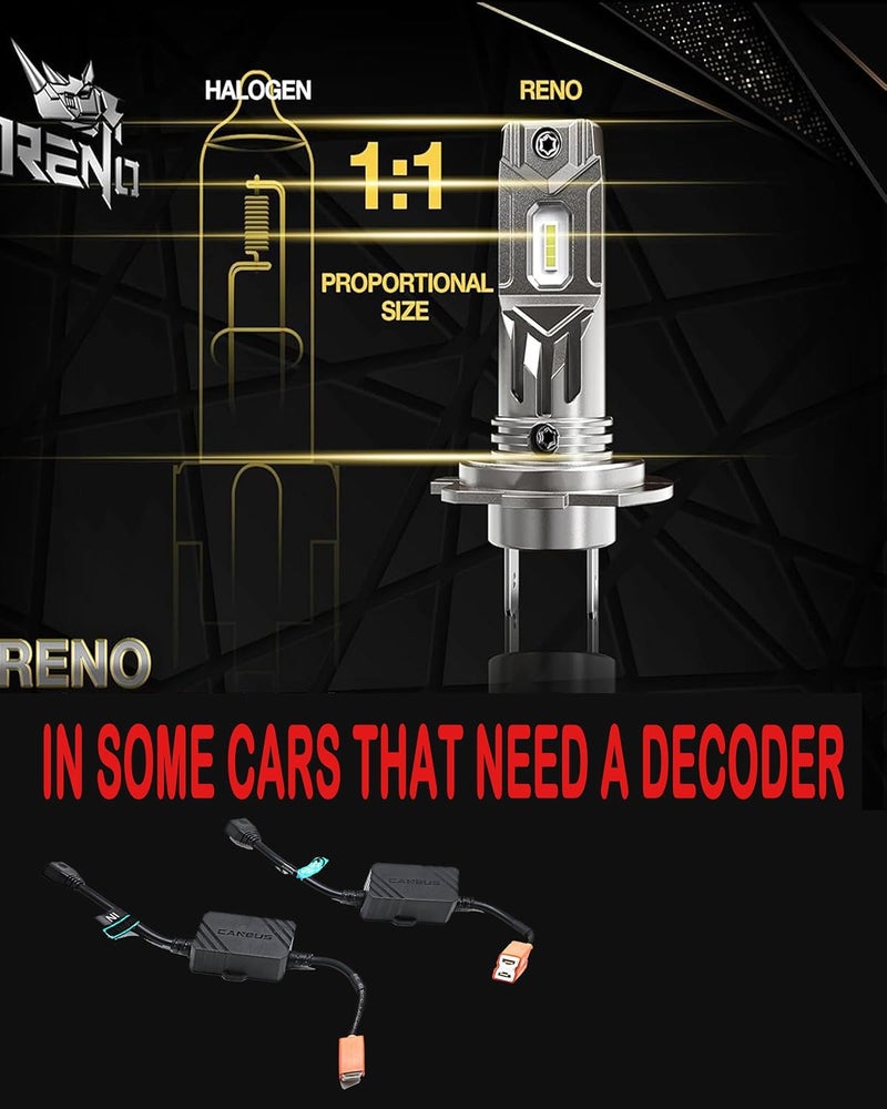 Reno H7 Bulb, H7 Fog Light 6500K White Fanless In Line Auxiliary Fog Bulbs Plug and Play, Pack of 2 - Image 2